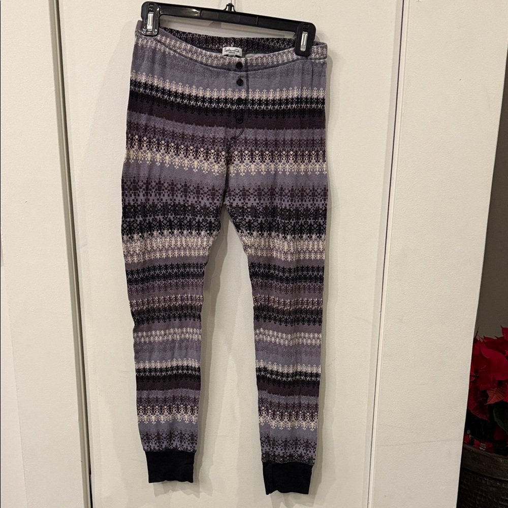 Splendid Patterned Knit Pants in Gray and Black